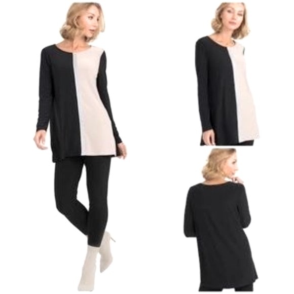NWT 🇨🇦 Gorgeous JR black/beige/silver tunic - Picture 1 of 13